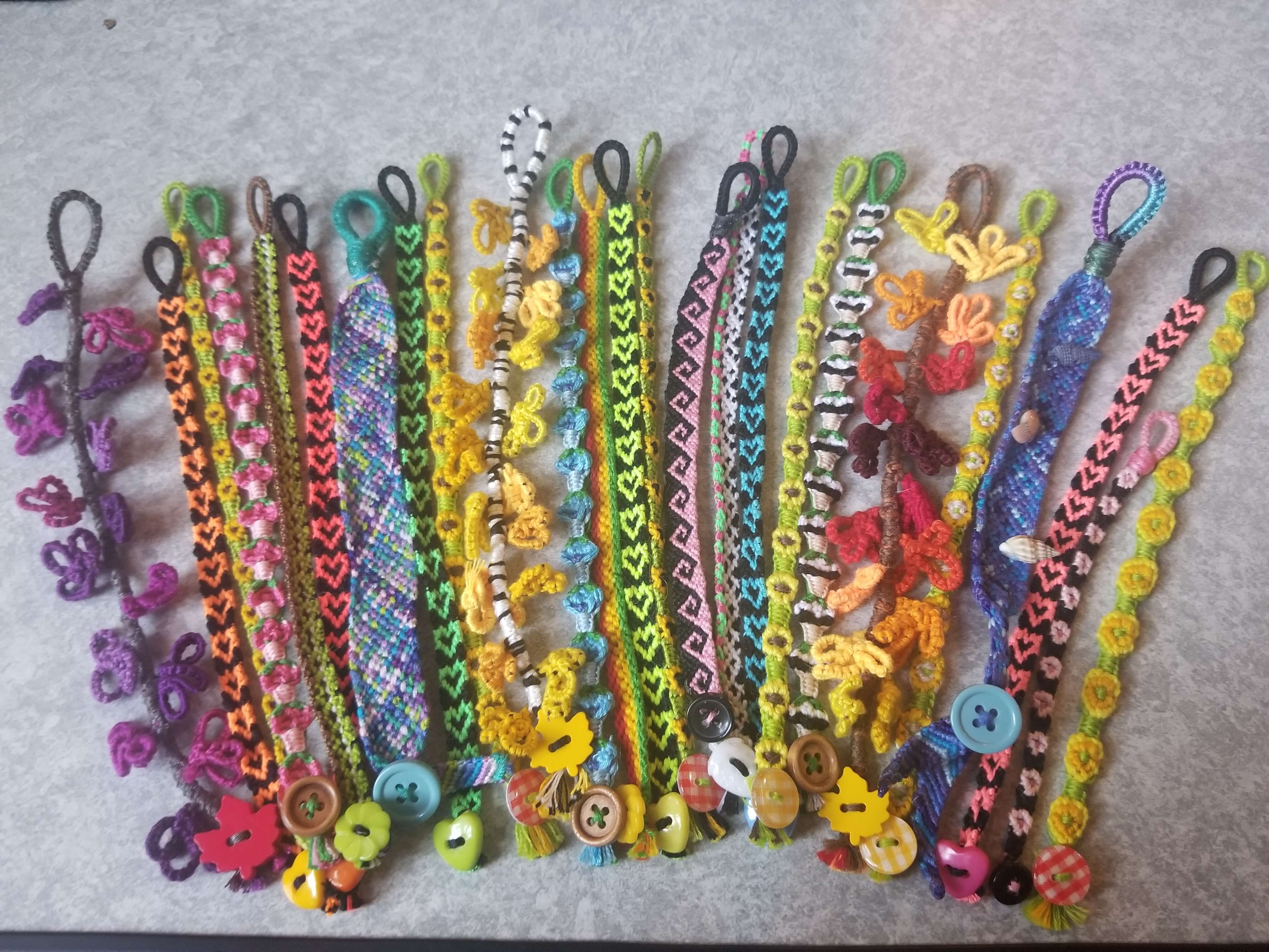 a spread of colorful woven accessories